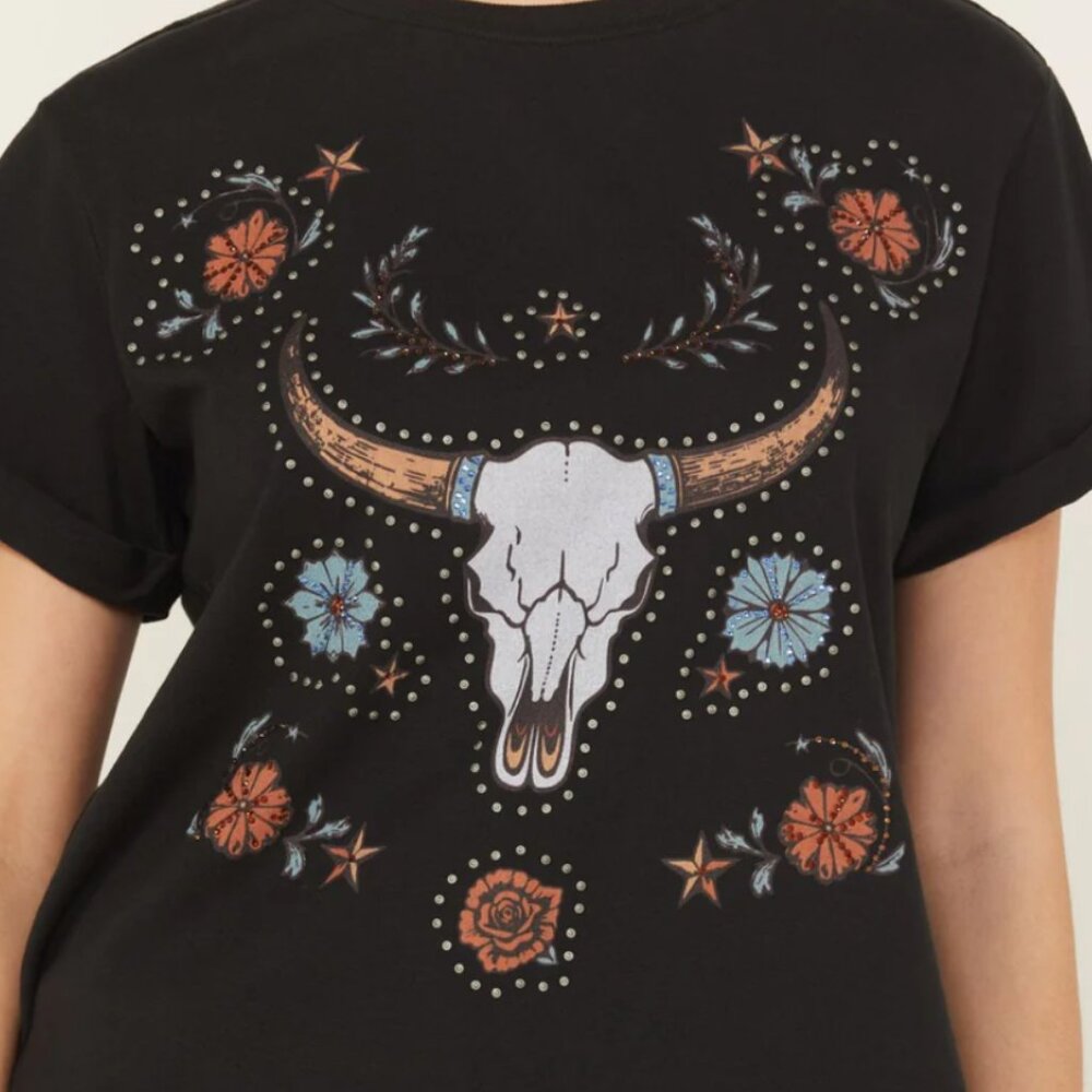 Idyllwind Fueled by Miranda Lambert studded bull skull tee size Medium - Picture 2 of 6